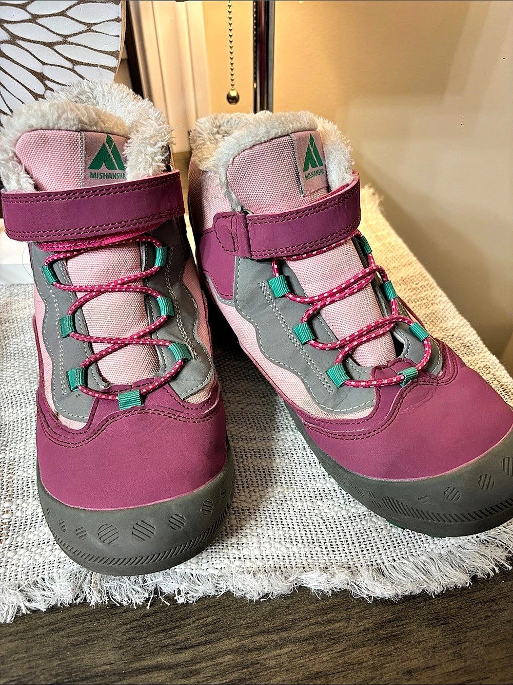 Mishansha women Winter Snow Hiking Boots in Purple & Pink